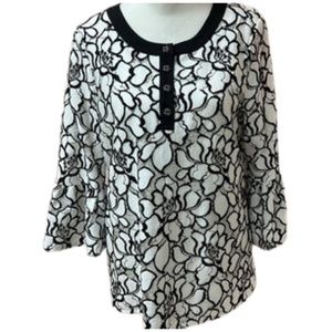Karl Lagerfeld black and white lace overlay blouse. Size M